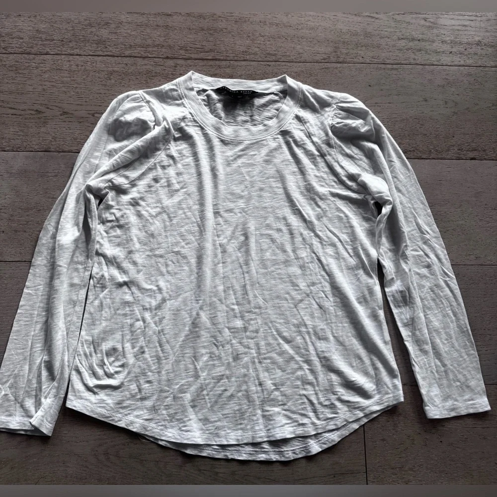 NEW VERONICA BEARD Bouvet Smocked Shoulder tee L Pima cotton